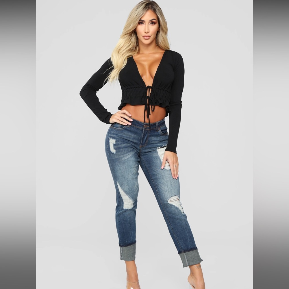Black long sleeve top